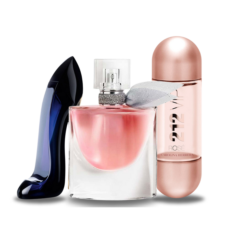 Pack de 3 Parfums Carolina Herrera GOOD GIRL, Lancôme LA VIE EST BELLE e Carolina Herrera 212 VIP ROSÉ 100ml