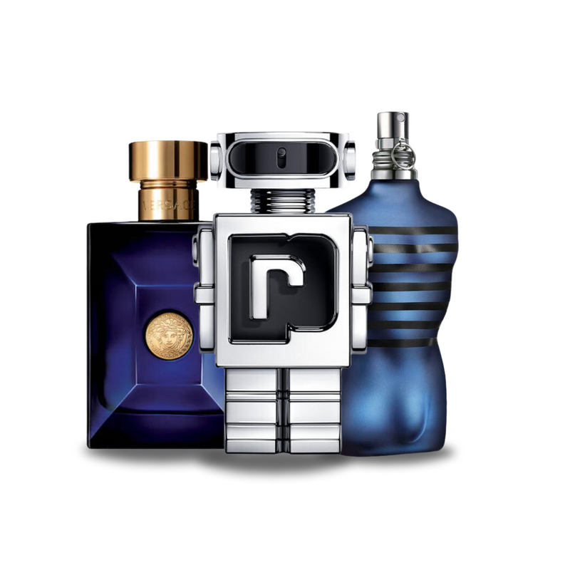 Pack de 3 Parfums Versace DYLAN BLUE, Paco Rabanne PHANTOM e Jean Paul Gaultier ULTRA MALE 100ml